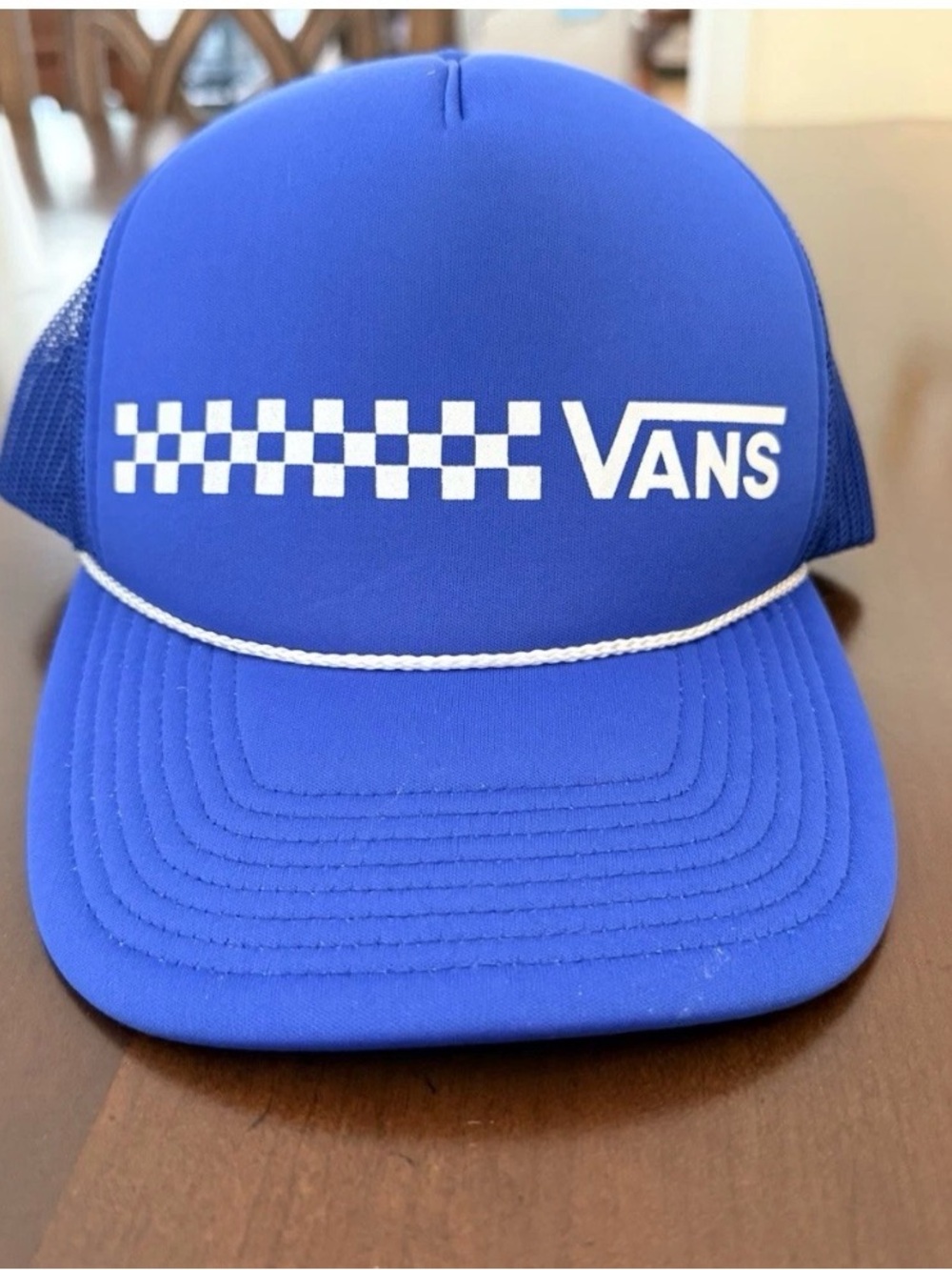 Vans Blue White Checkerboard Rope Trucker Hat OTTO Snapback